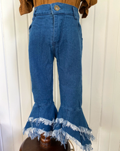 Load image into Gallery viewer, Pre-Order Fringed Denim Bell Pants
